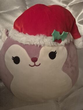 Squishmallows Holiday Penguin Pillow - Red Hat, Purple Body, White Face